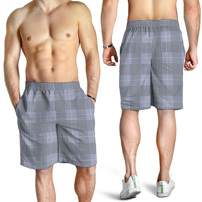 Navy Blue Prince of Wales Check Print Men's Shorts