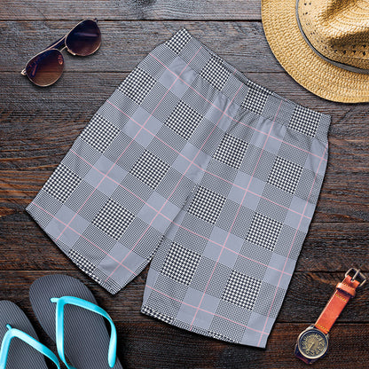 Navy Blue Prince of Wales Check Print Men's Shorts