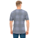 Navy Blue Prince of Wales Check Print Men's T-Shirt