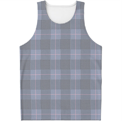 Navy Blue Prince of Wales Check Print Men's Tank Top