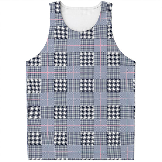 Navy Blue Prince of Wales Check Print Men's Tank Top
