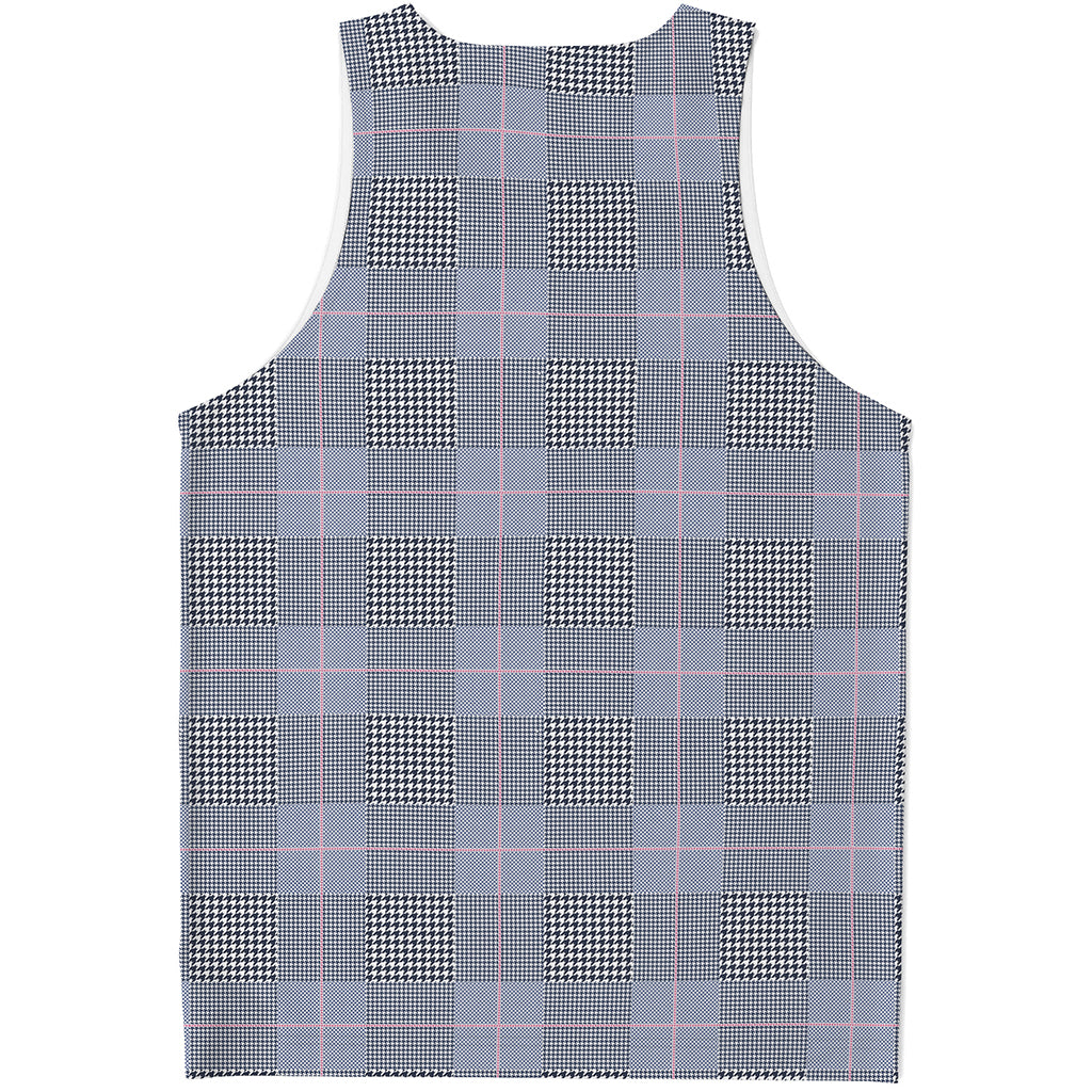 Navy Blue Prince of Wales Check Print Men's Tank Top