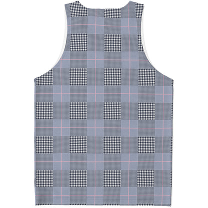Navy Blue Prince of Wales Check Print Men's Tank Top