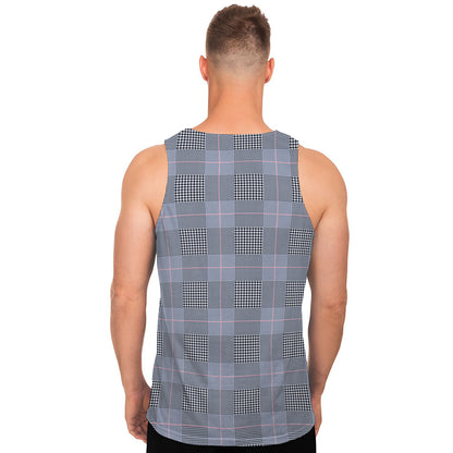 Navy Blue Prince of Wales Check Print Men's Tank Top