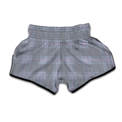 Navy Blue Prince of Wales Check Print Muay Thai Boxing Shorts