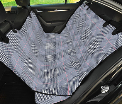 Navy Blue Prince of Wales Check Print Pet Car Back Seat Cover