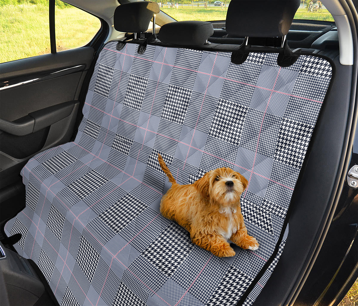 Navy Blue Prince of Wales Check Print Pet Car Back Seat Cover