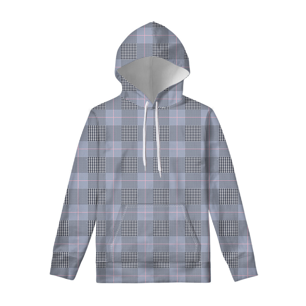 Navy Blue Prince of Wales Check Print Pullover Hoodie