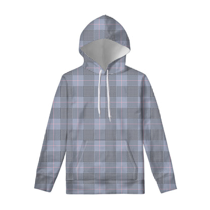 Navy Blue Prince of Wales Check Print Pullover Hoodie