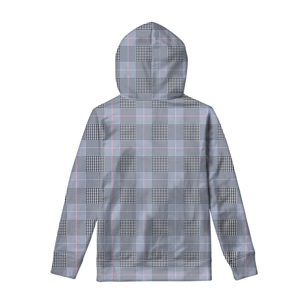 Navy Blue Prince of Wales Check Print Pullover Hoodie