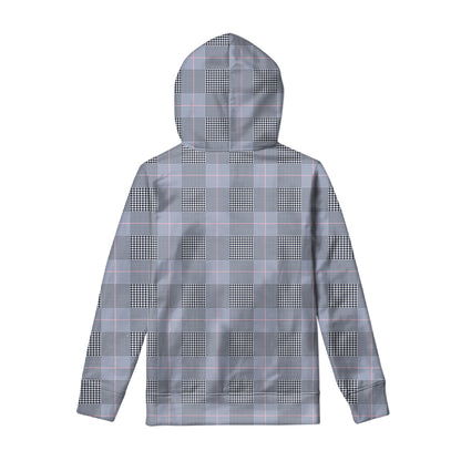 Navy Blue Prince of Wales Check Print Pullover Hoodie