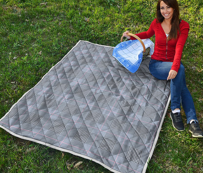 Navy Blue Prince of Wales Check Print Quilt