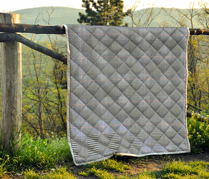 Navy Blue Prince of Wales Check Print Quilt