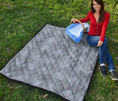 Navy Blue Prince of Wales Check Print Quilt