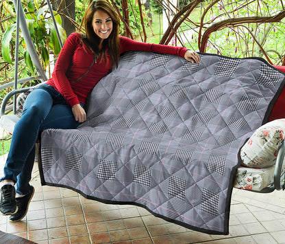 Navy Blue Prince of Wales Check Print Quilt