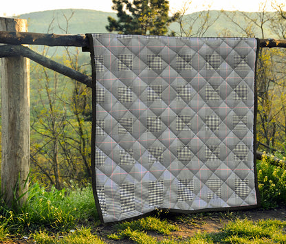 Navy Blue Prince of Wales Check Print Quilt