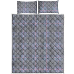 Navy Blue Prince of Wales Check Print Quilt Bed Set