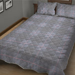 Navy Blue Prince of Wales Check Print Quilt Bed Set
