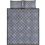 Navy Blue Prince of Wales Check Print Quilt Bed Set