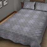 Navy Blue Prince of Wales Check Print Quilt Bed Set