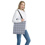 Navy Blue Prince of Wales Check Print Tote Bag