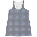 Navy Blue Prince of Wales Check Print Women's Racerback Tank Top