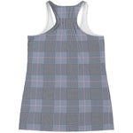 Navy Blue Prince of Wales Check Print Women's Racerback Tank Top