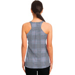 Navy Blue Prince of Wales Check Print Women's Racerback Tank Top