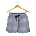 Navy Blue Prince of Wales Check Print Women's Shorts