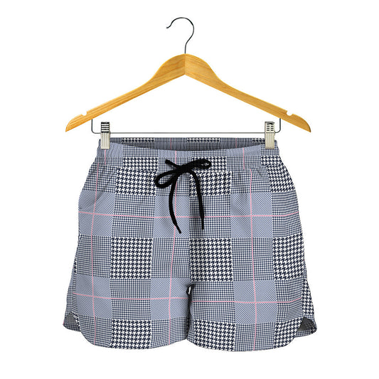 Navy Blue Prince of Wales Check Print Women's Shorts