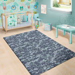 Navy Digital Camo Pattern Print Area Rug