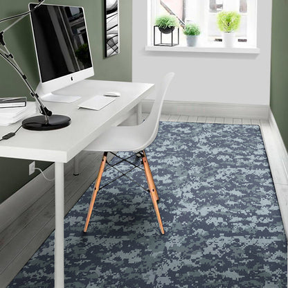 Navy Digital Camo Pattern Print Area Rug