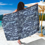 Navy Digital Camo Pattern Print Beach Sarong Wrap