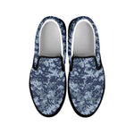 Navy Digital Camo Pattern Print Black Slip On Shoes