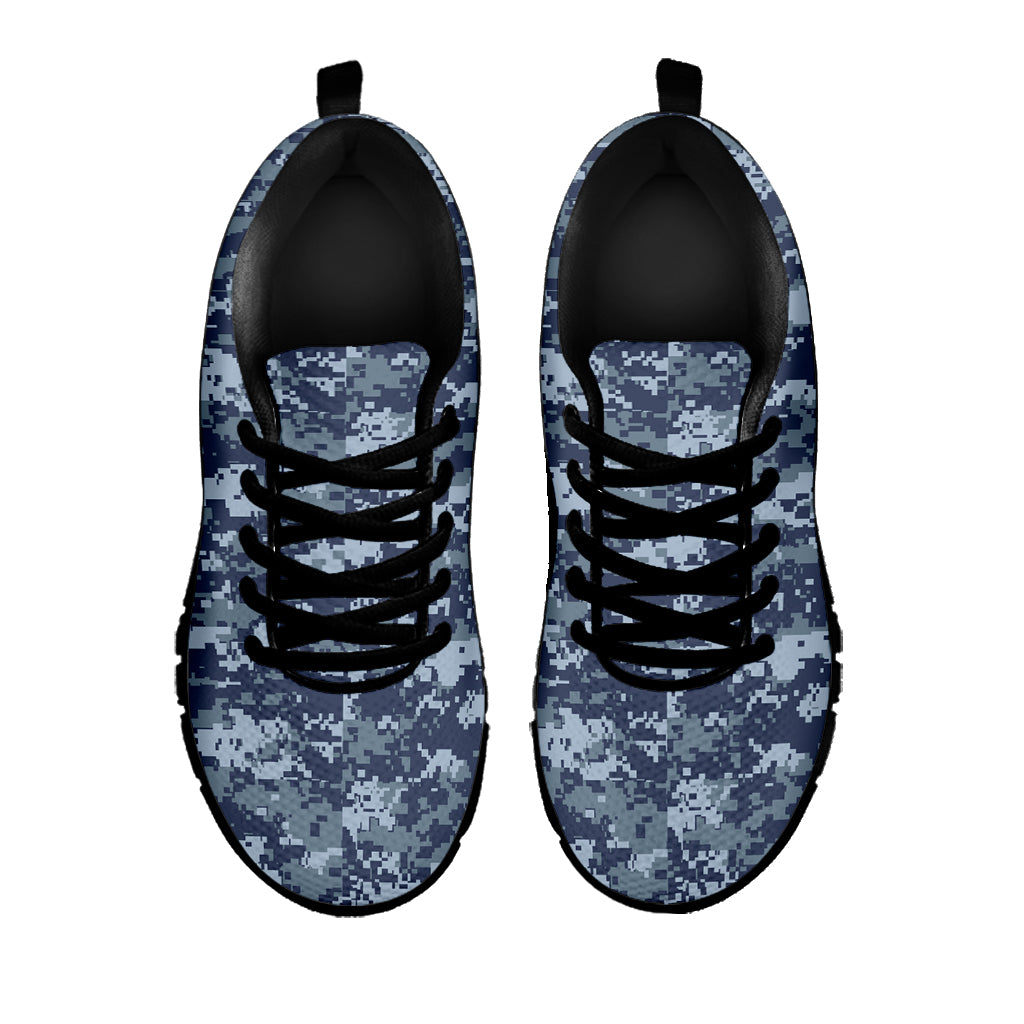 Navy Digital Camo Pattern Print Black Sneakers
