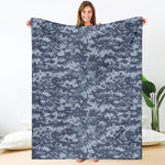 Navy Digital Camo Pattern Print Blanket