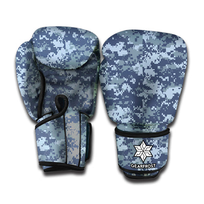 Navy Digital Camo Pattern Print Boxing Gloves
