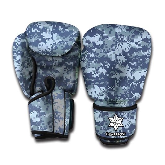 Navy Digital Camo Pattern Print Boxing Gloves