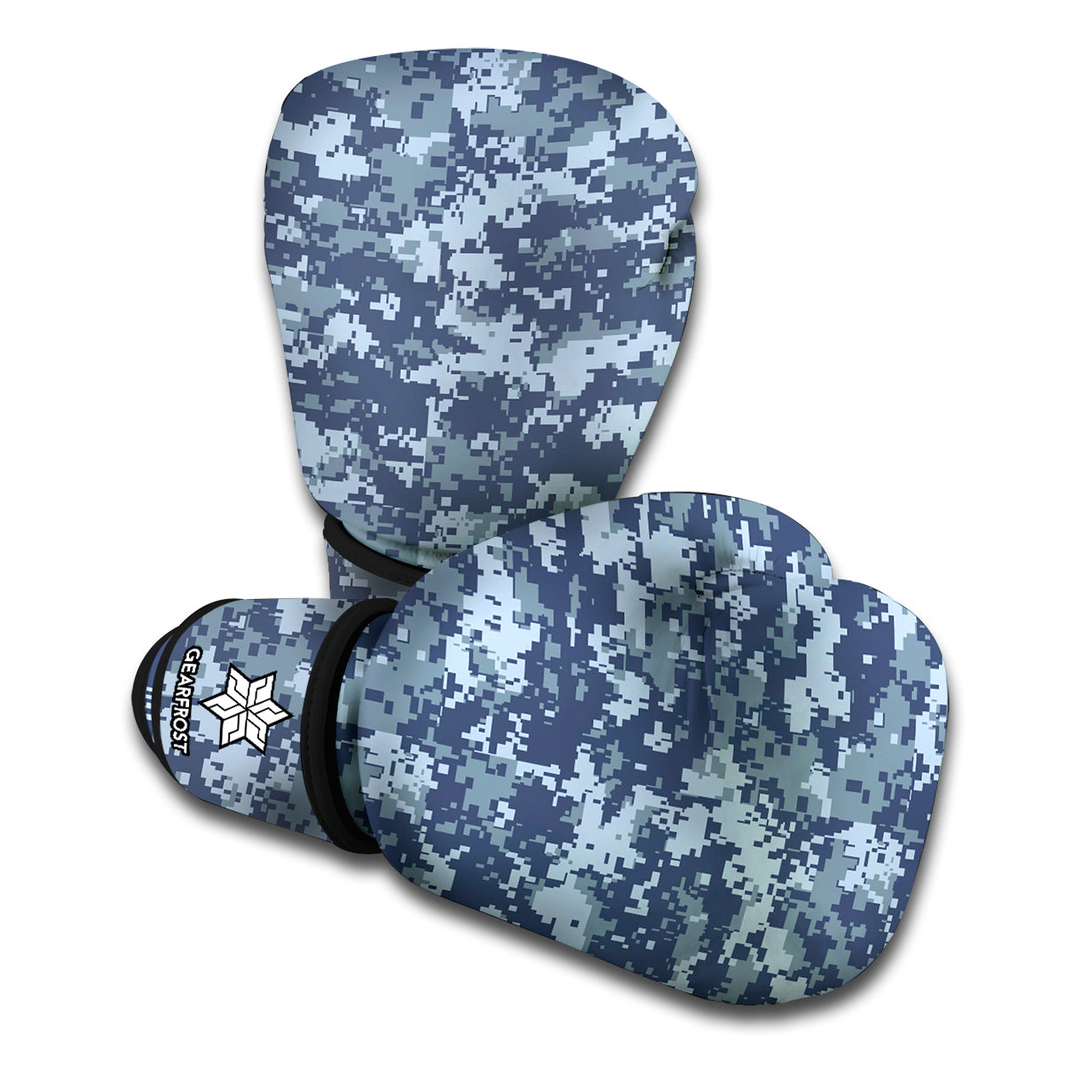 Navy Digital Camo Pattern Print Boxing Gloves