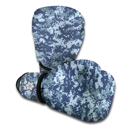 Navy Digital Camo Pattern Print Boxing Gloves