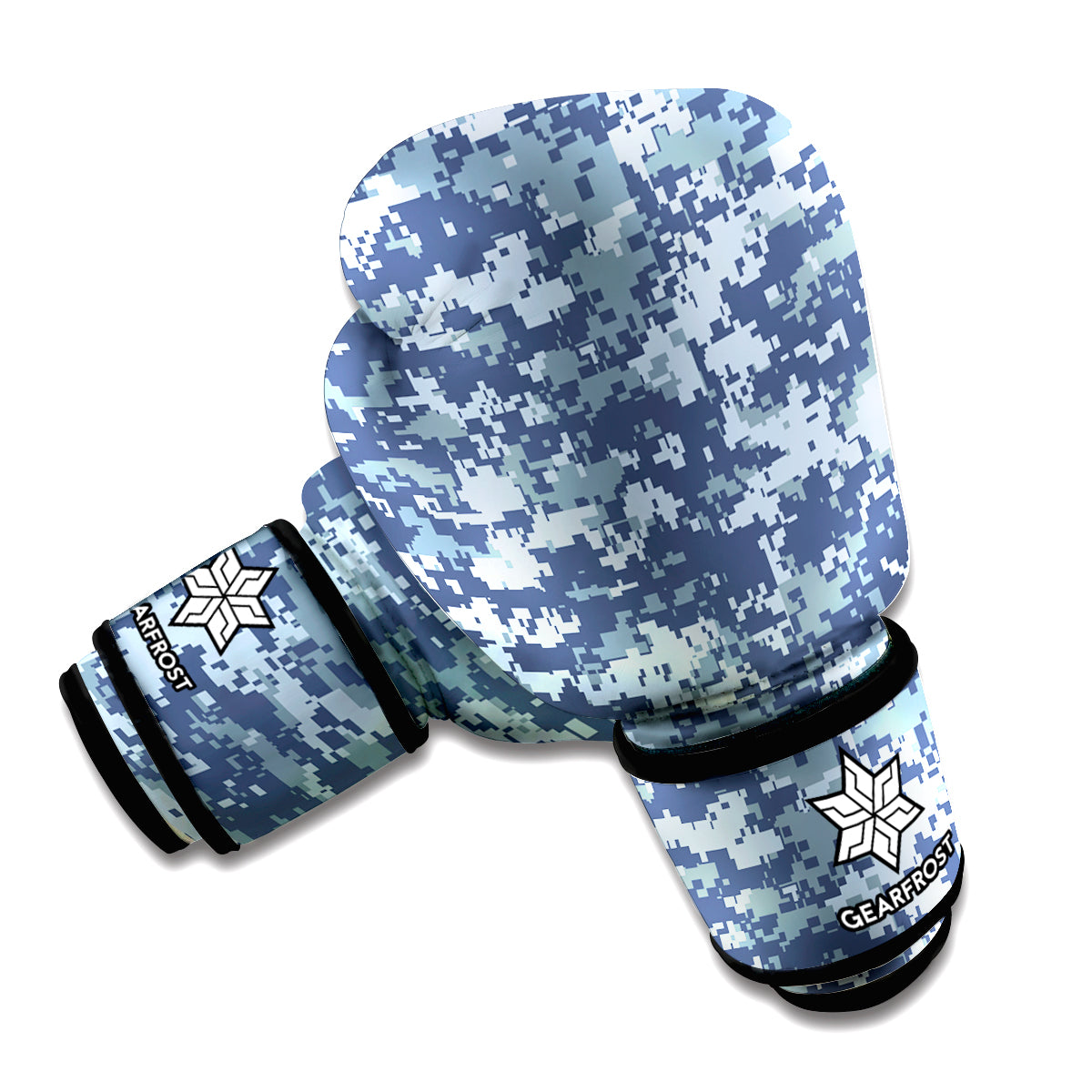 Navy Digital Camo Pattern Print Boxing Gloves