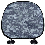 Navy Digital Camo Pattern Print Car Headrest Covers
