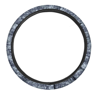 Navy Digital Camo Pattern Print Car Steering Wheel Cover