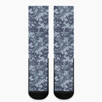 Navy Digital Camo Pattern Print Crew Socks