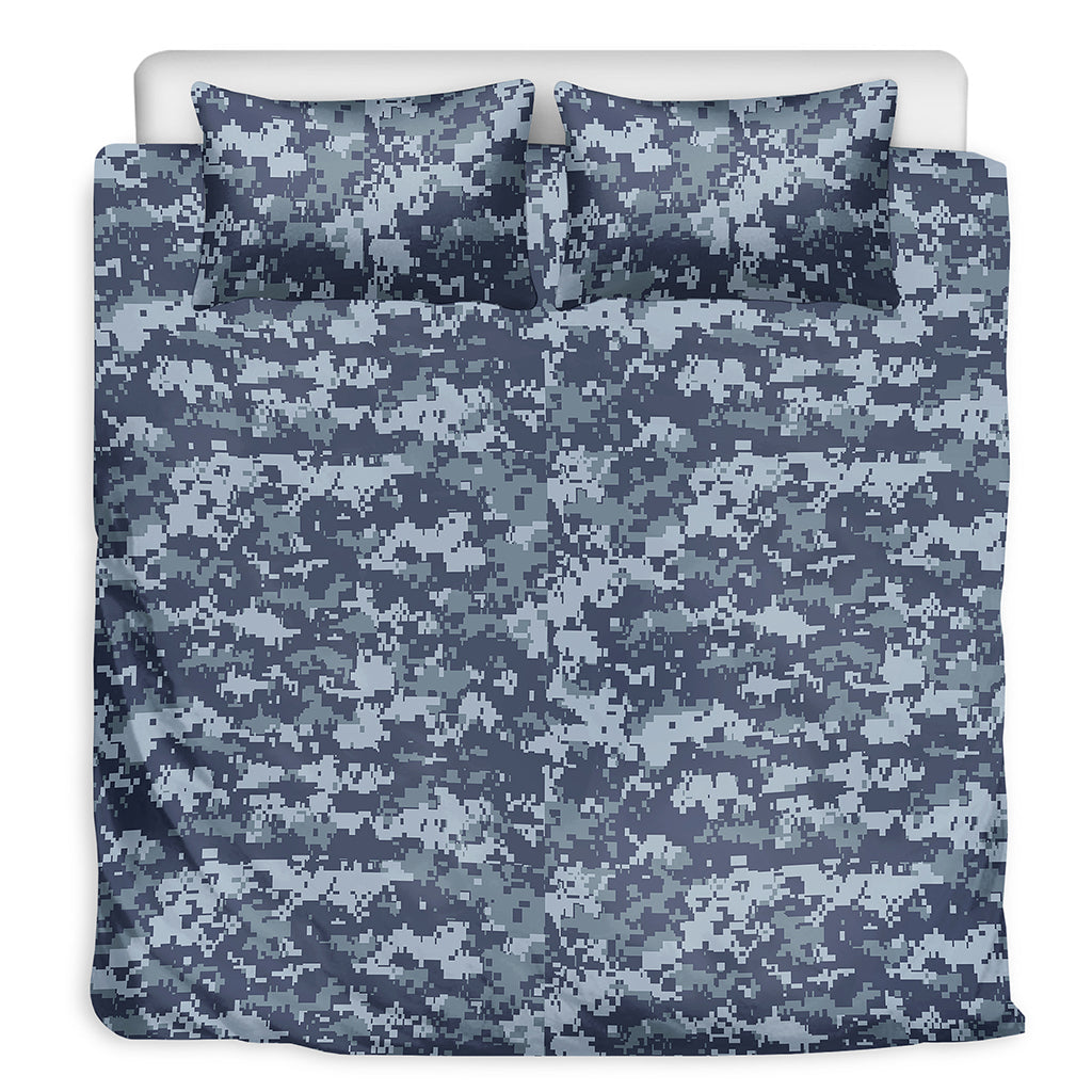 Navy Digital Camo Pattern Print Duvet Cover Bedding Set