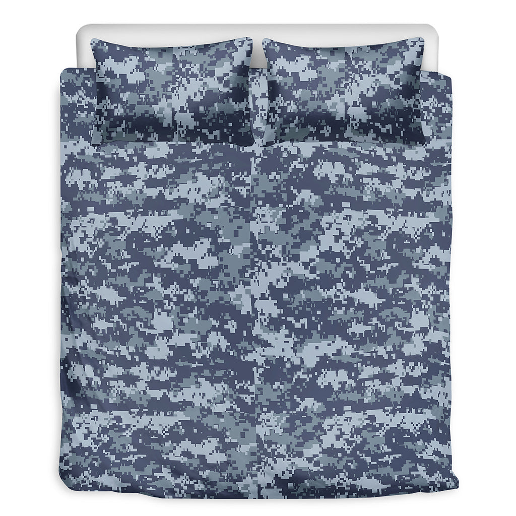Navy Digital Camo Pattern Print Duvet Cover Bedding Set