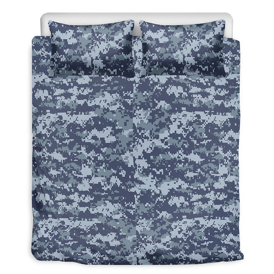 Navy Digital Camo Pattern Print Duvet Cover Bedding Set
