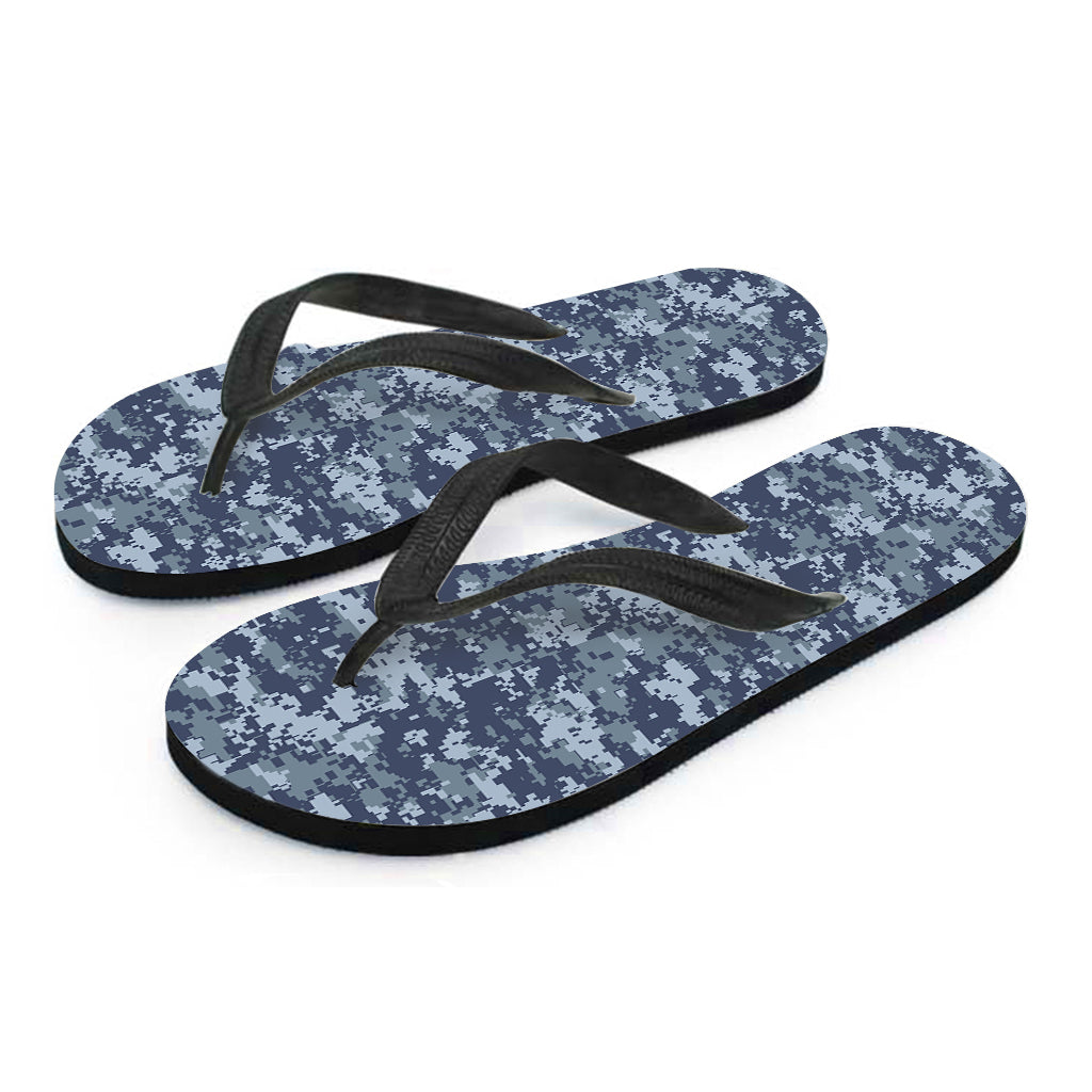 Navy Digital Camo Pattern Print Flip Flops