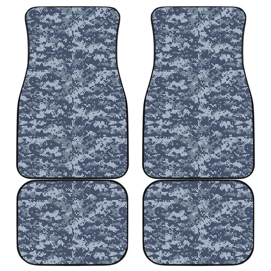 Navy Digital Camo Pattern Print Front and Back Car Floor Mats