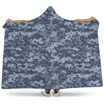 Navy Digital Camo Pattern Print Hooded Blanket